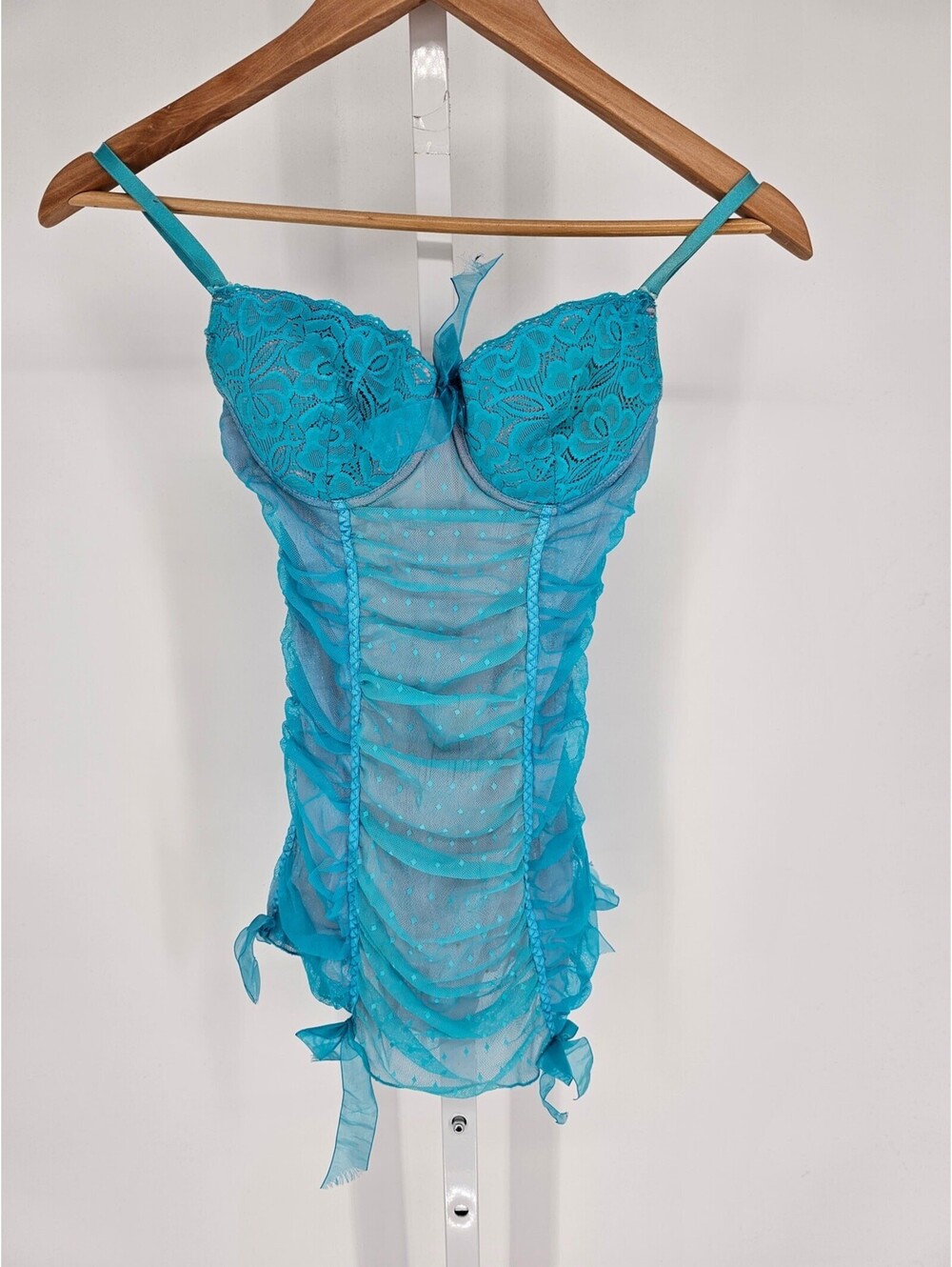 Vintage Y2K Native Intimates Womens Sz 34C Nightie Nightgown Blue Lace